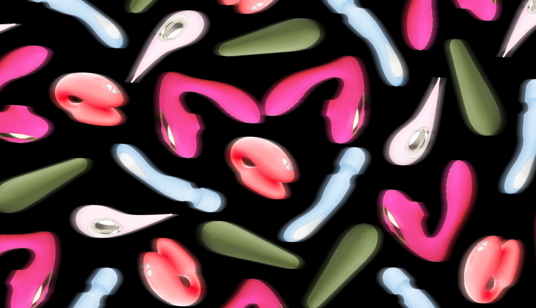 A collection of the best sex toys for beginners in 2025 laid out on a clean background