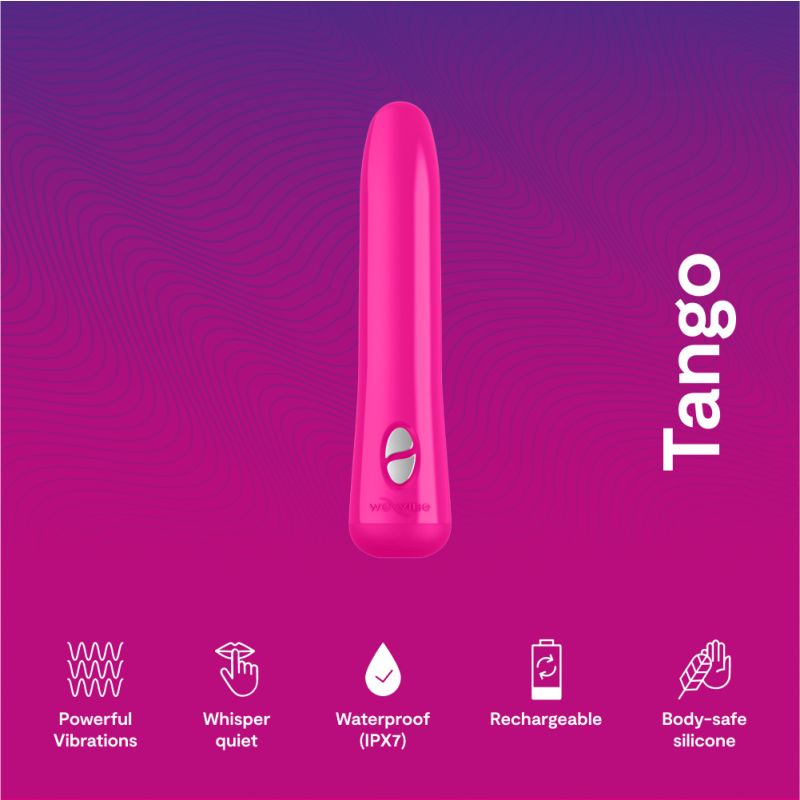 The We-Vibe Tango X, a small and sleek purple bullet vibrator.